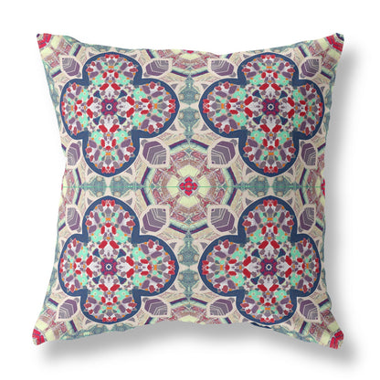 Mauve Blue Cloverleaf Boho Suede Pillow