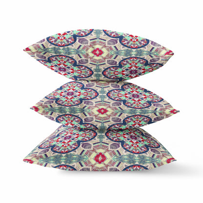 Mauve Blue Cloverleaf Boho Suede Pillow