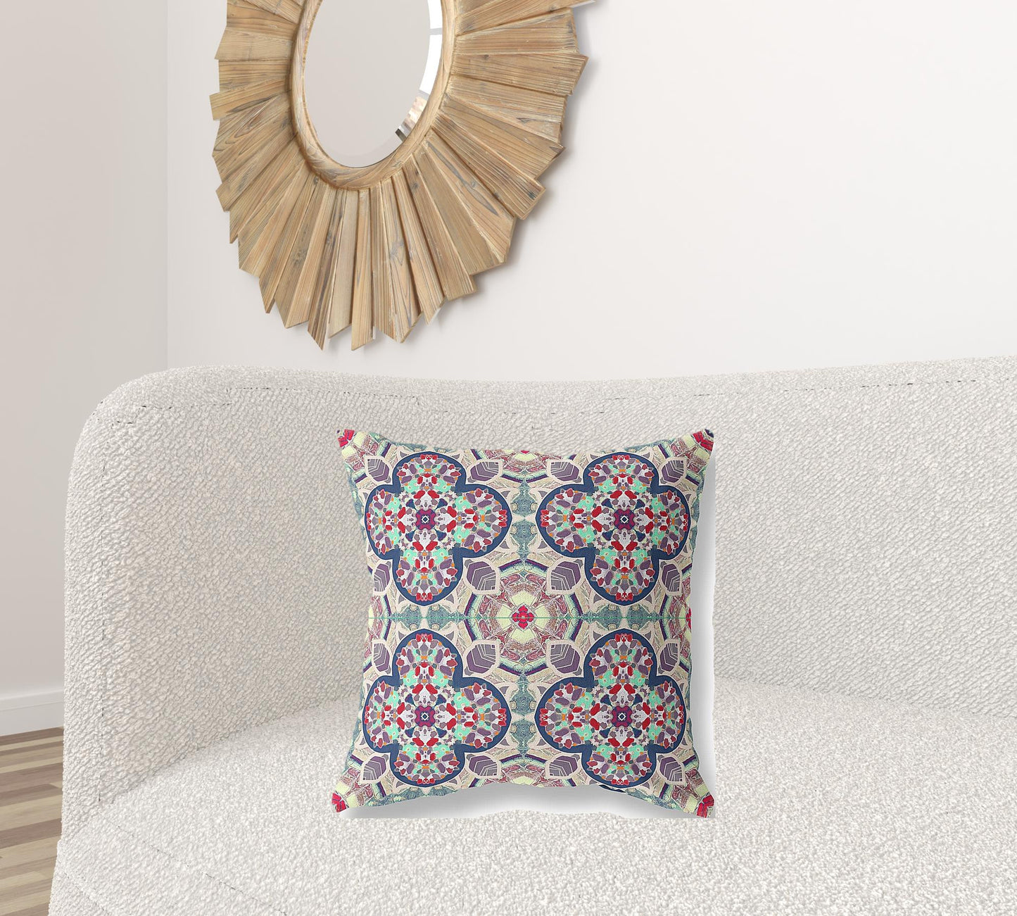 Mauve Blue Cloverleaf Boho Suede Pillow