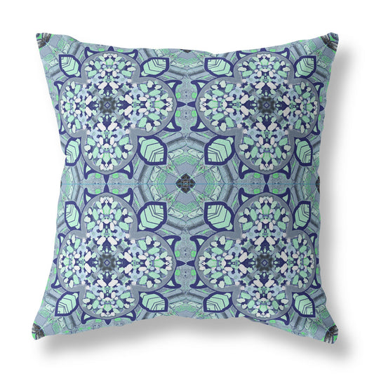 Blue Aqua Cloverleaf Boho Suede Pillow