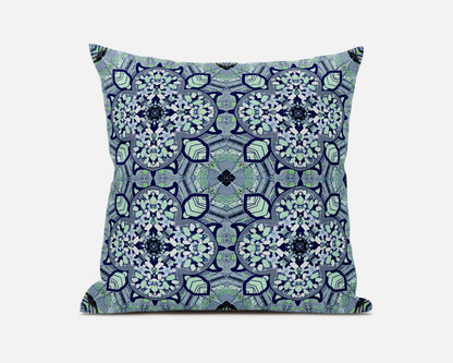 Blue Aqua Cloverleaf Boho Suede Pillow
