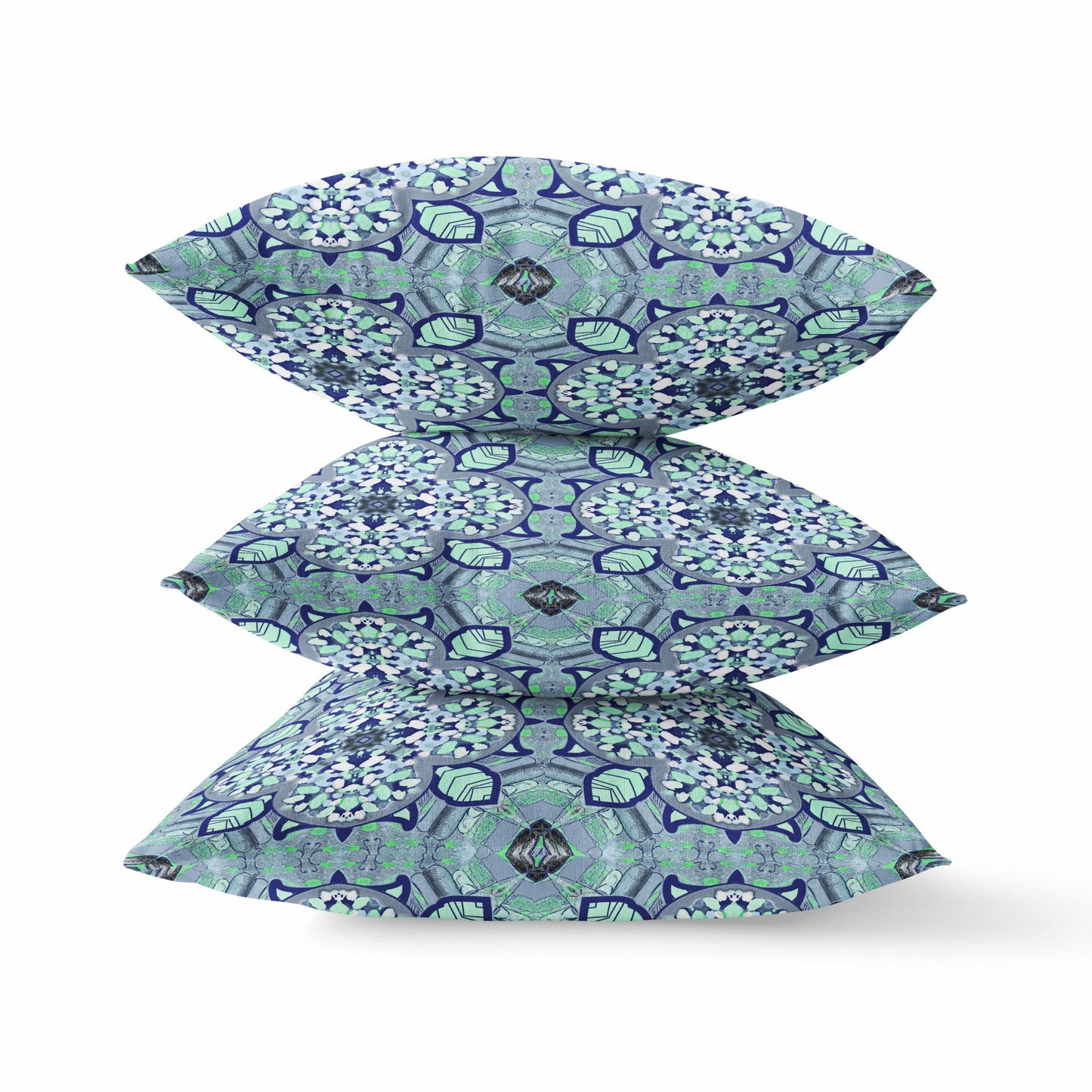 Blue Aqua Cloverleaf Boho Suede Pillow