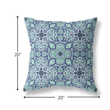 Blue Aqua Cloverleaf Boho Suede Pillow