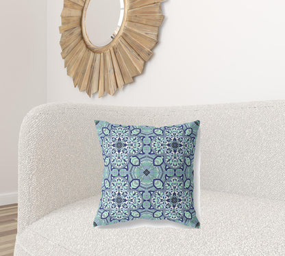 Blue Aqua Cloverleaf Boho Suede Pillow