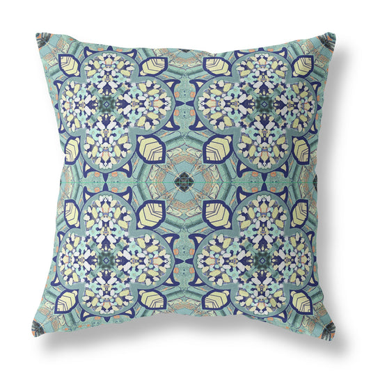 Green Cream Cloverleaf Boho Suede Pillow