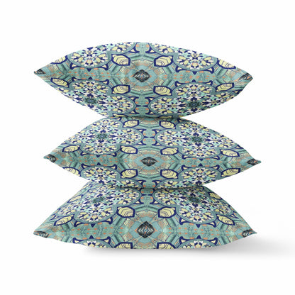 Green Cream Cloverleaf Boho Suede Pillow