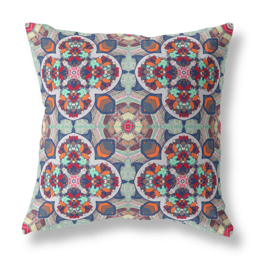 Green Orange Cloverleaf Boho Suede Pillow