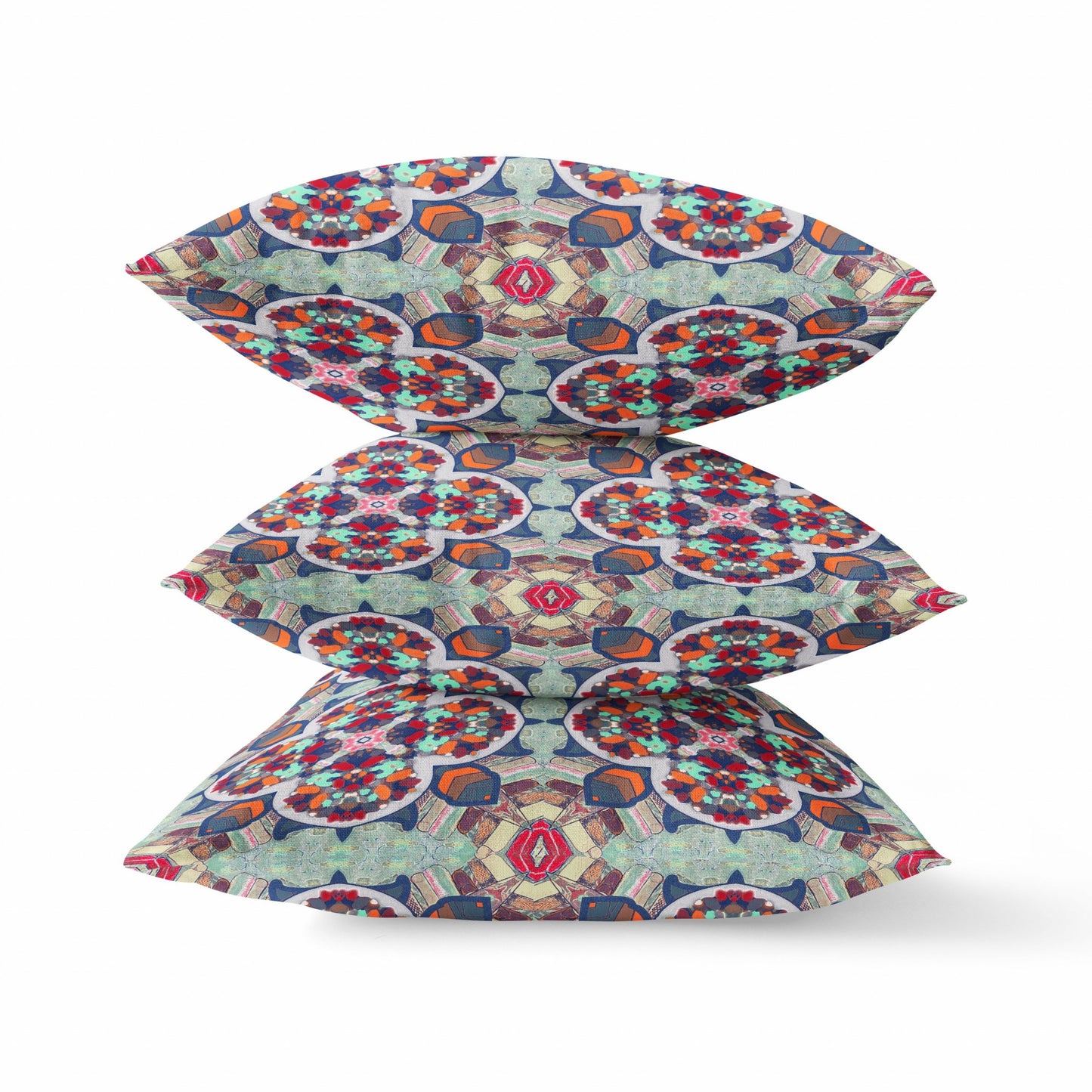 Green Orange Cloverleaf Boho Suede Pillow