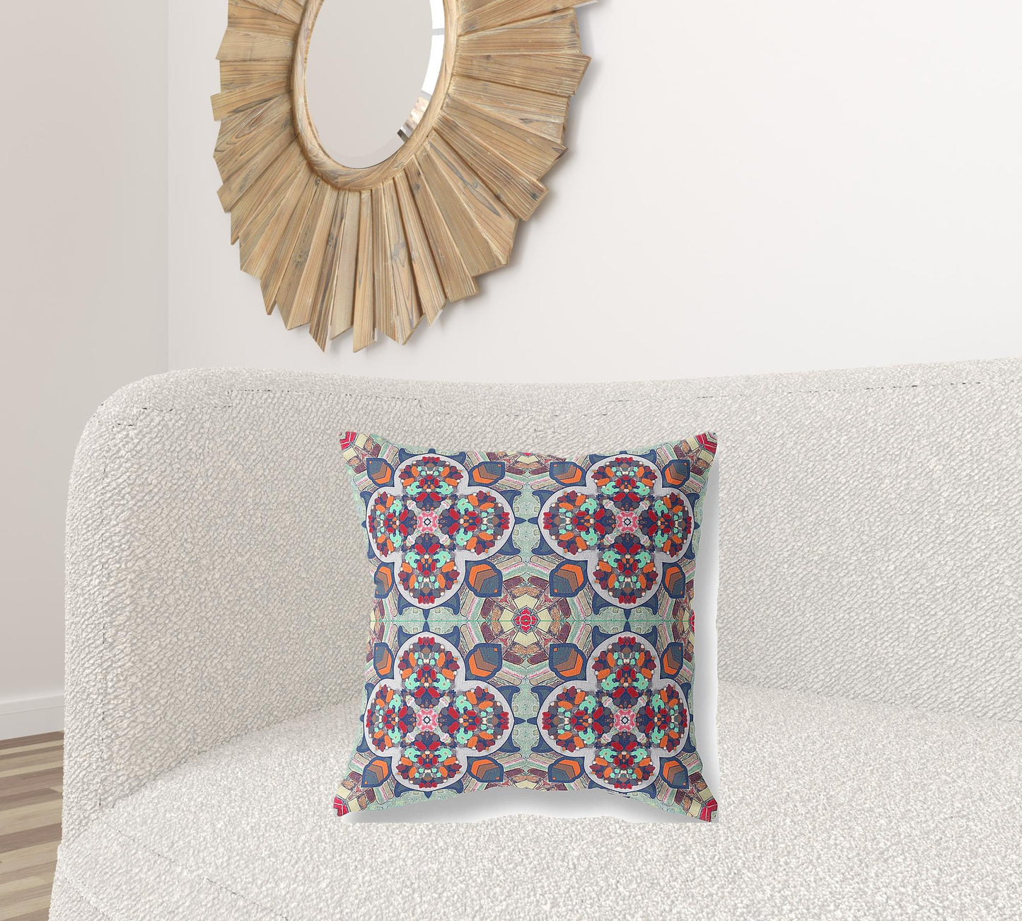 Green Orange Cloverleaf Boho Suede Pillow