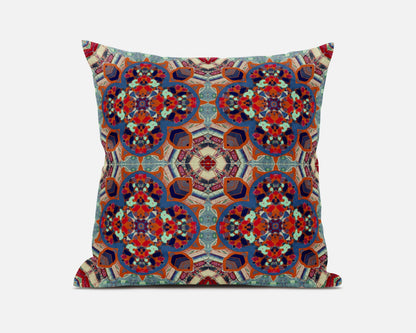 Orange Blue Cloverleaf Boho Suede Pillow