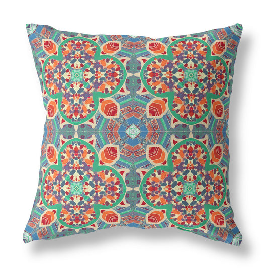 Orange Green Cloverleaf Boho Suede Pillow