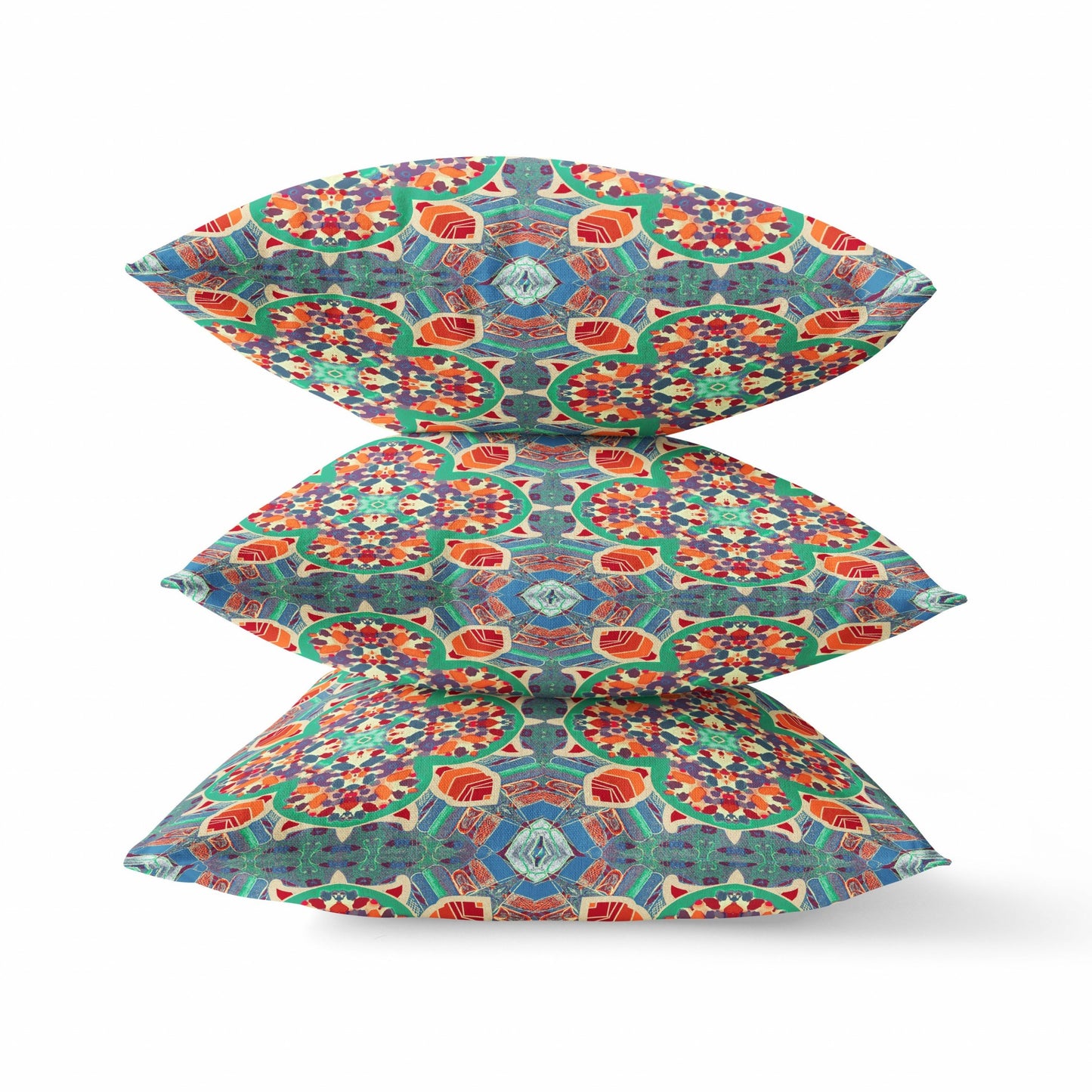 Orange Green Cloverleaf Boho Suede Pillow
