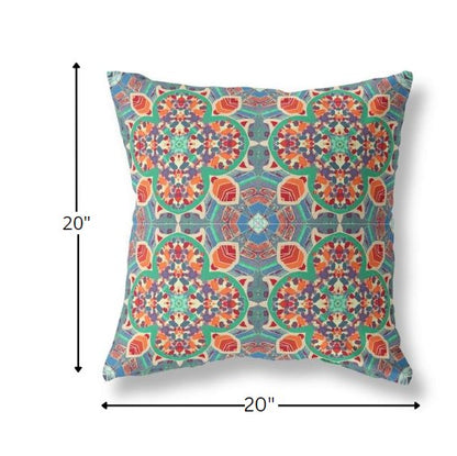Orange Green Cloverleaf Boho Suede Pillow