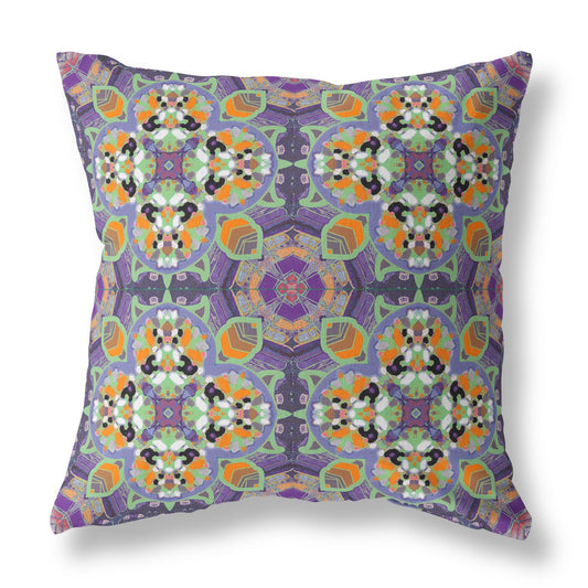 Purple Orange Cloverleaf Boho Suede Pillow