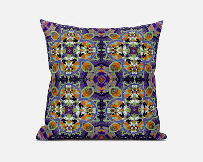Purple Orange Cloverleaf Boho Suede Pillow