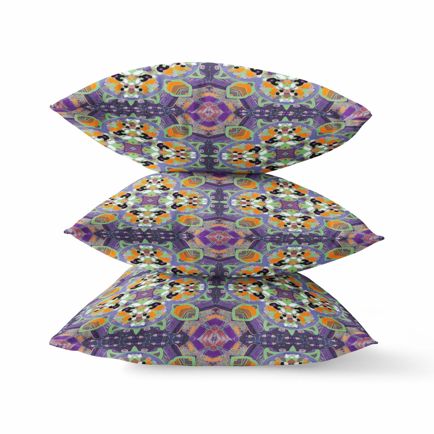 Purple Orange Cloverleaf Boho Suede Pillow
