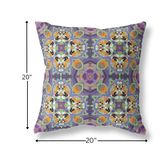Purple Orange Cloverleaf Boho Suede Pillow