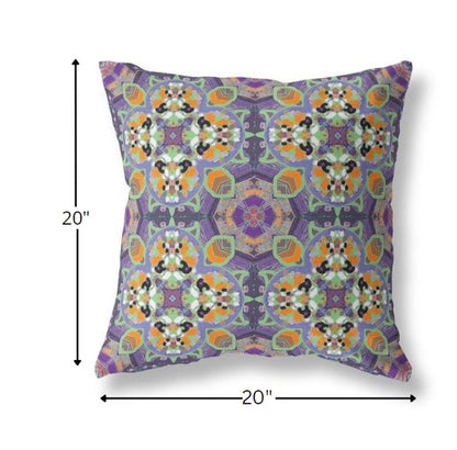 Purple Orange Cloverleaf Boho Suede Pillow
