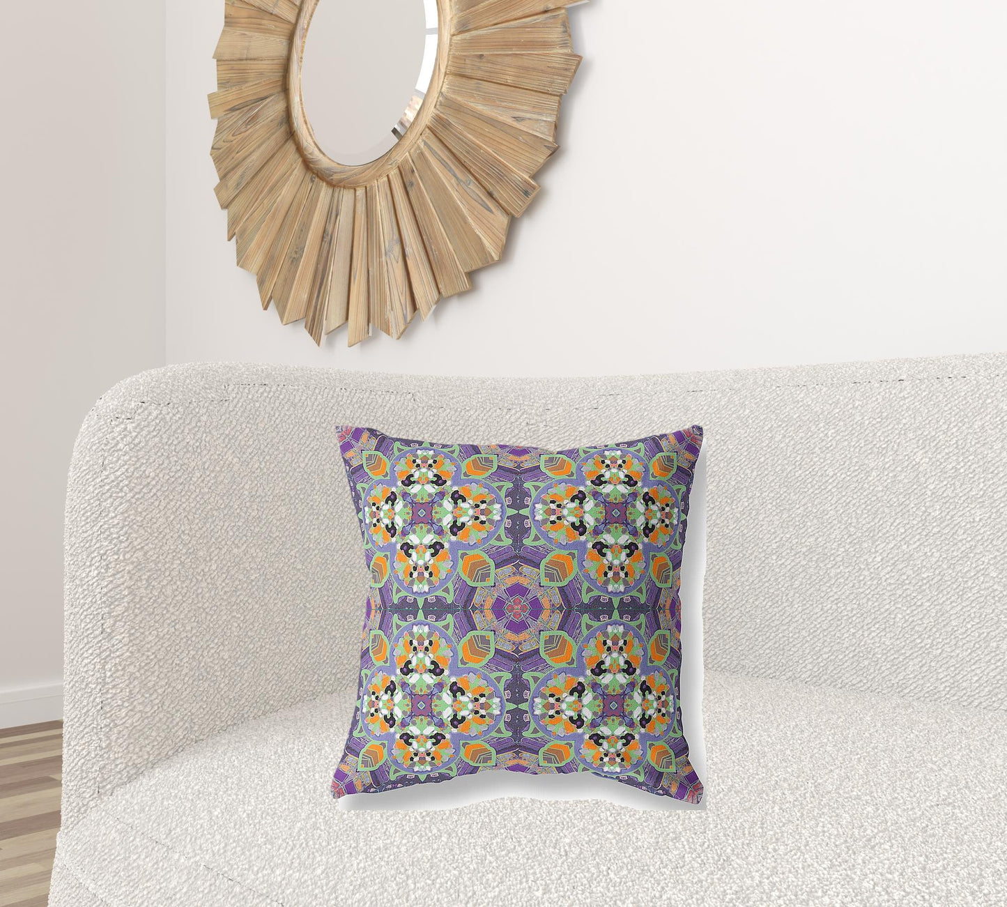 Purple Orange Cloverleaf Boho Suede Pillow