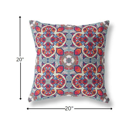 Red Blue Cloverleaf Boho Suede Pillow