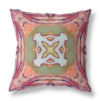Magenta Green Geo Tribal Suede Pillow