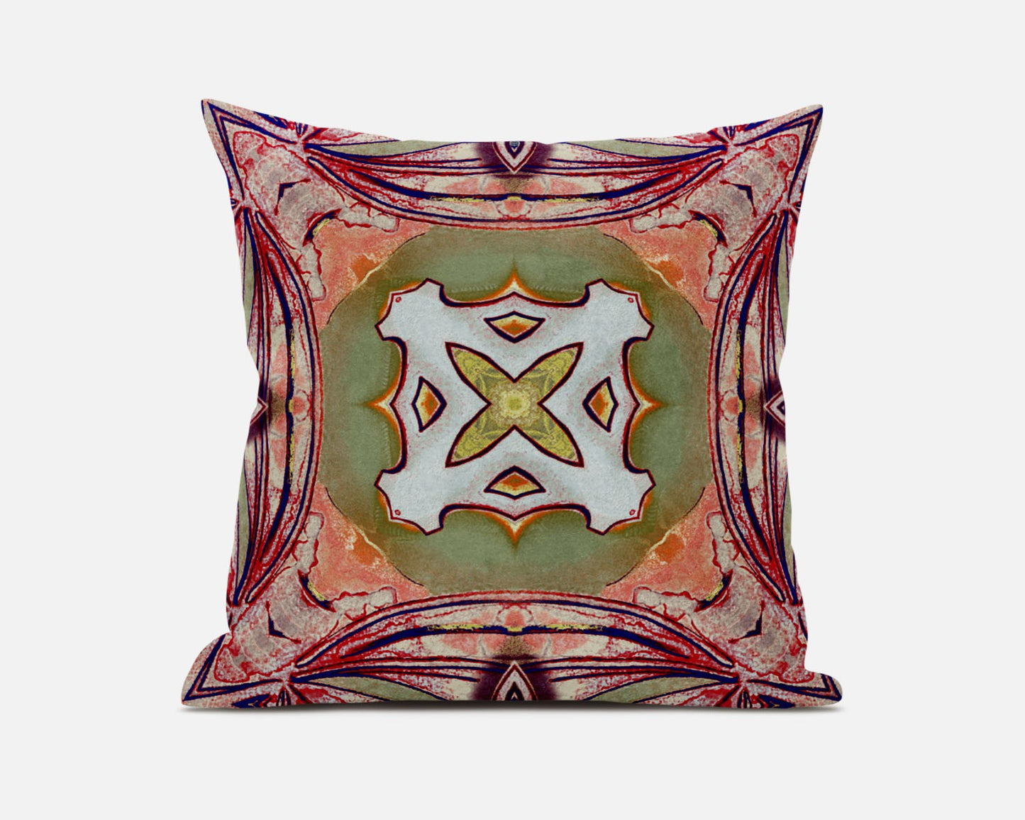 Magenta Green Geo Tribal Suede Pillow