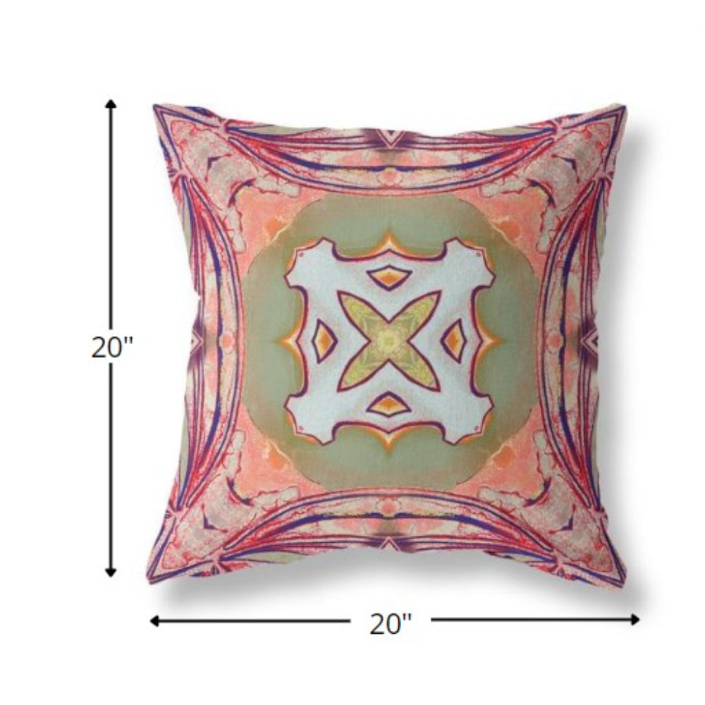 Magenta Green Geo Tribal Suede Pillow