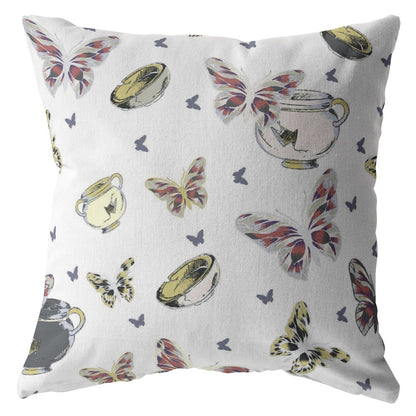 White Butterflies Suede Pillow