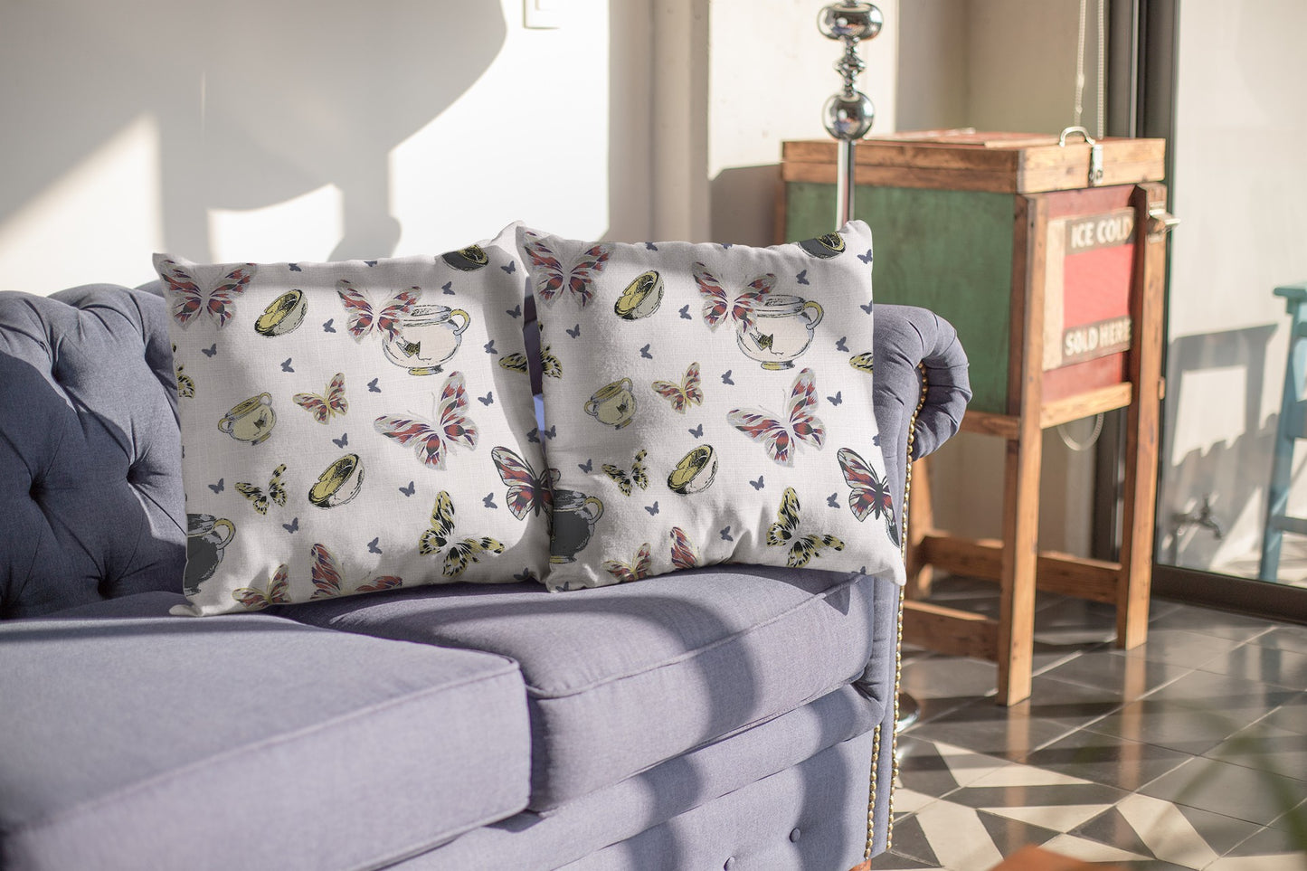 White Butterflies Suede Pillow