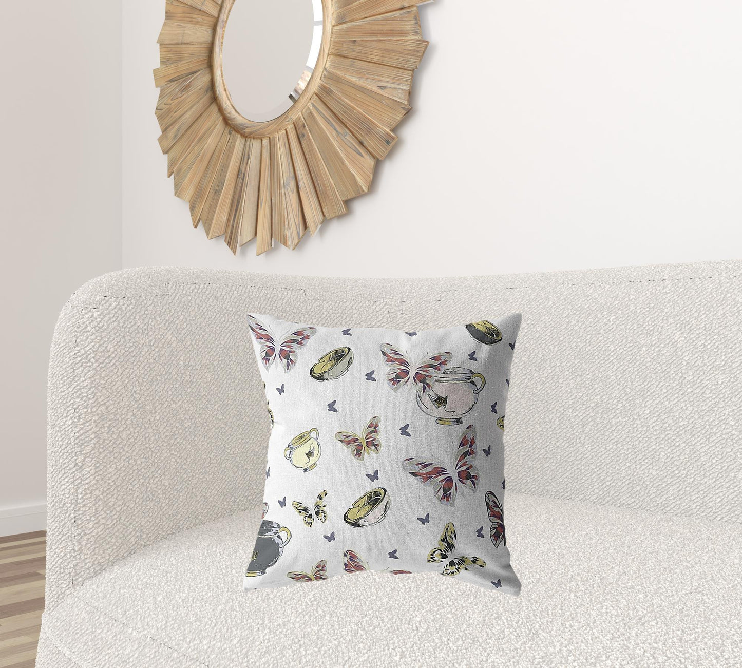 White Butterflies Suede Pillow