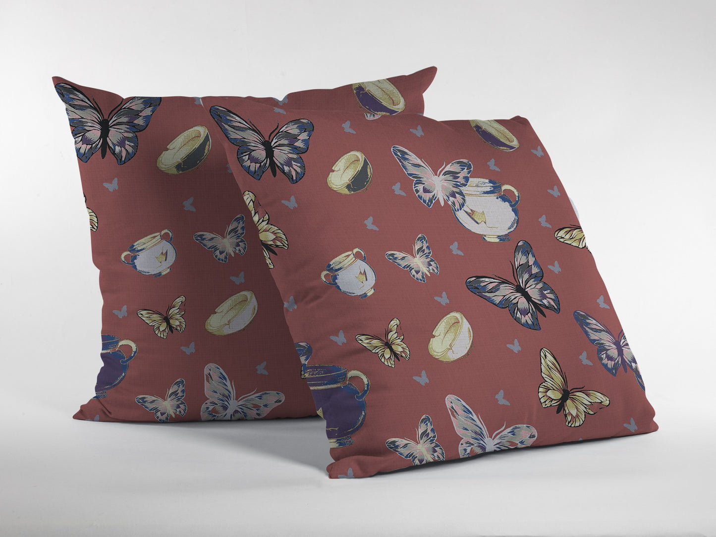 Copper Rose Butterflies Suede Pillow