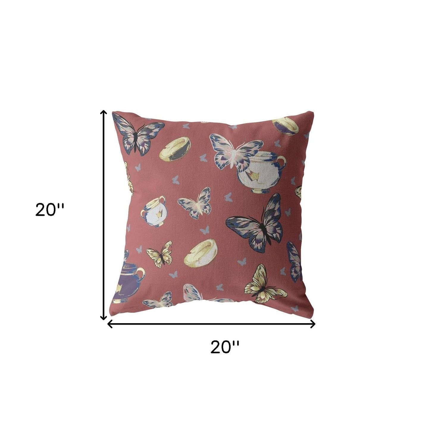 Copper Rose Butterflies Suede Pillow