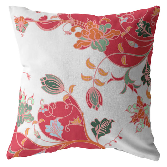 Red White Garden Suede Pillow