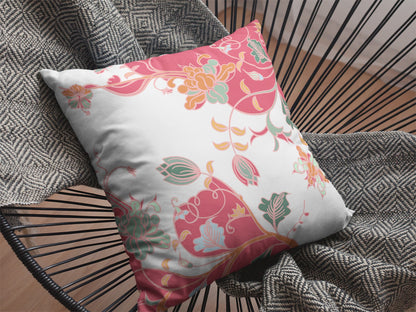 Red White Garden Suede Pillow