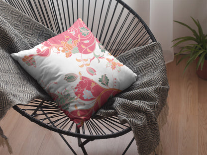 Red White Garden Suede Pillow