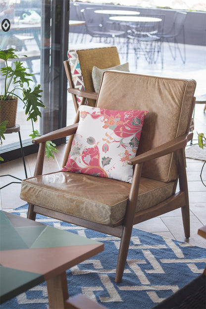 Red White Garden Suede Pillow