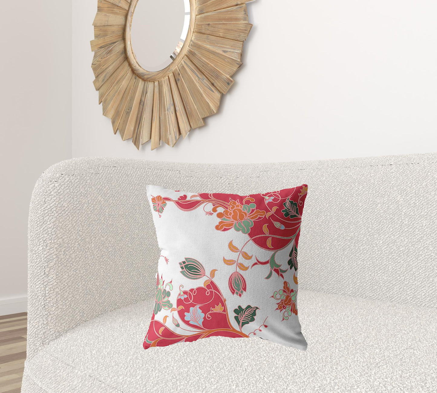 Red White Garden Suede Pillow