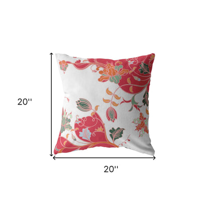 Red White Garden Suede Pillow