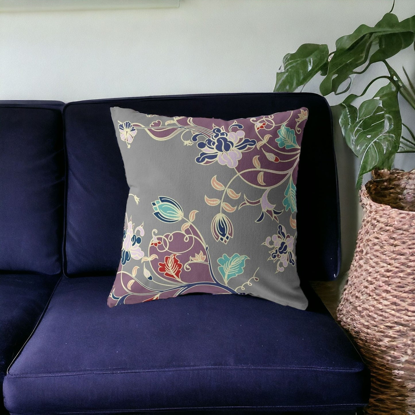 Orange Red Garden Suede Pillow