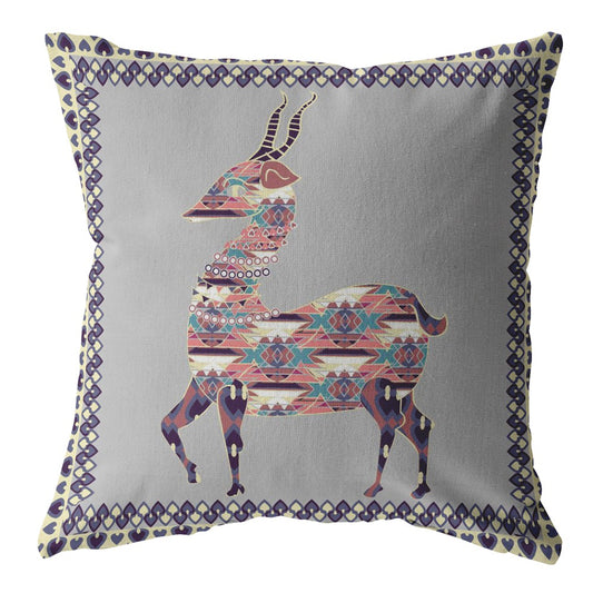 Purple Cream Boho Deer Suede Pillow