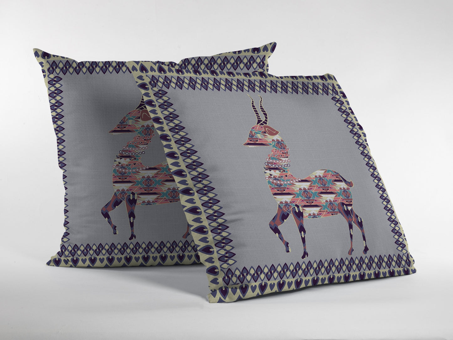 Purple Cream Boho Deer Suede Pillow