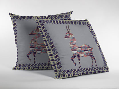 Purple Cream Boho Deer Suede Pillow