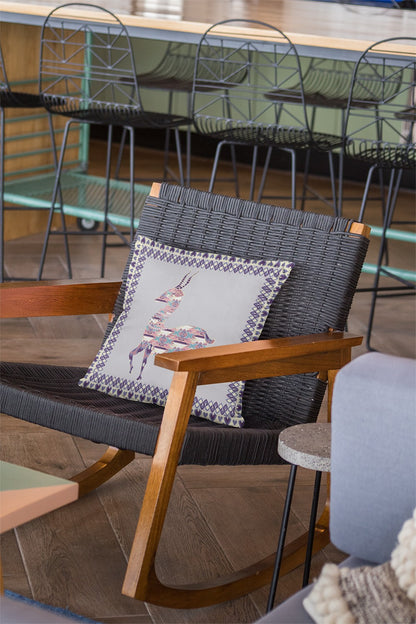 Purple Cream Boho Deer Suede Pillow