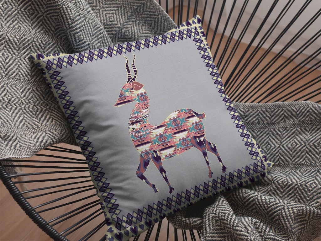 Purple Cream Boho Deer Suede Pillow