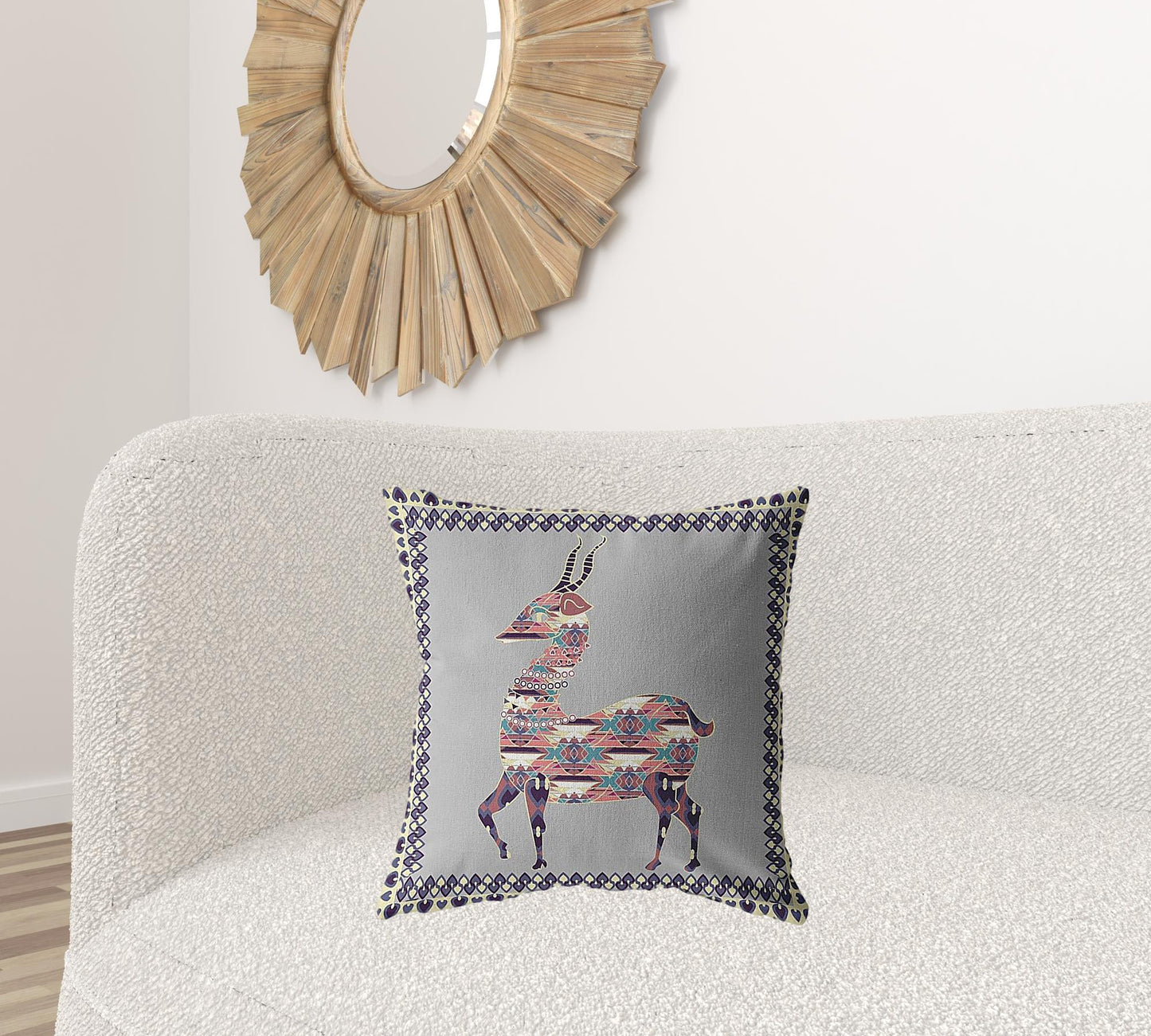 Purple Cream Boho Deer Suede Pillow