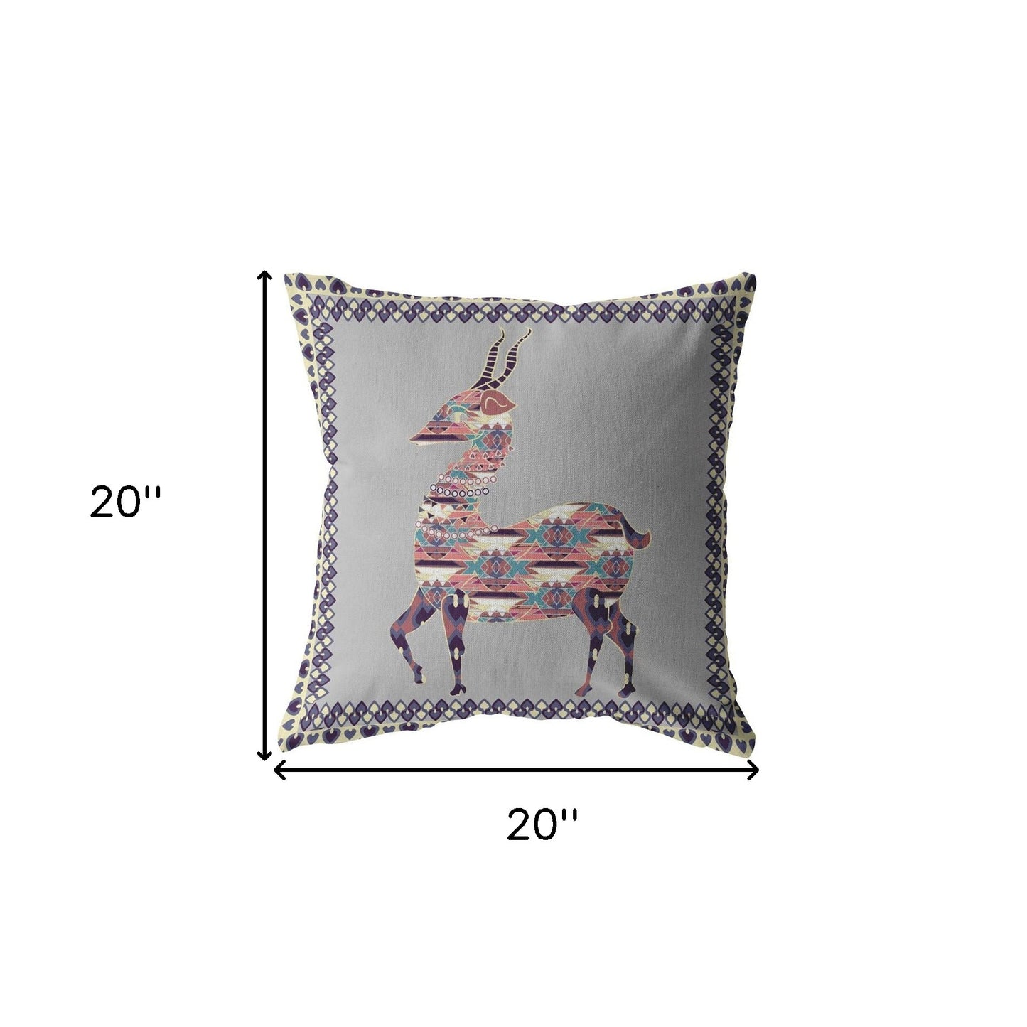 Purple Cream Boho Deer Suede Pillow