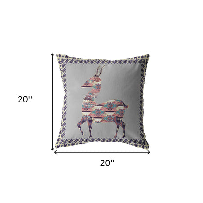 Purple Cream Boho Deer Suede Pillow