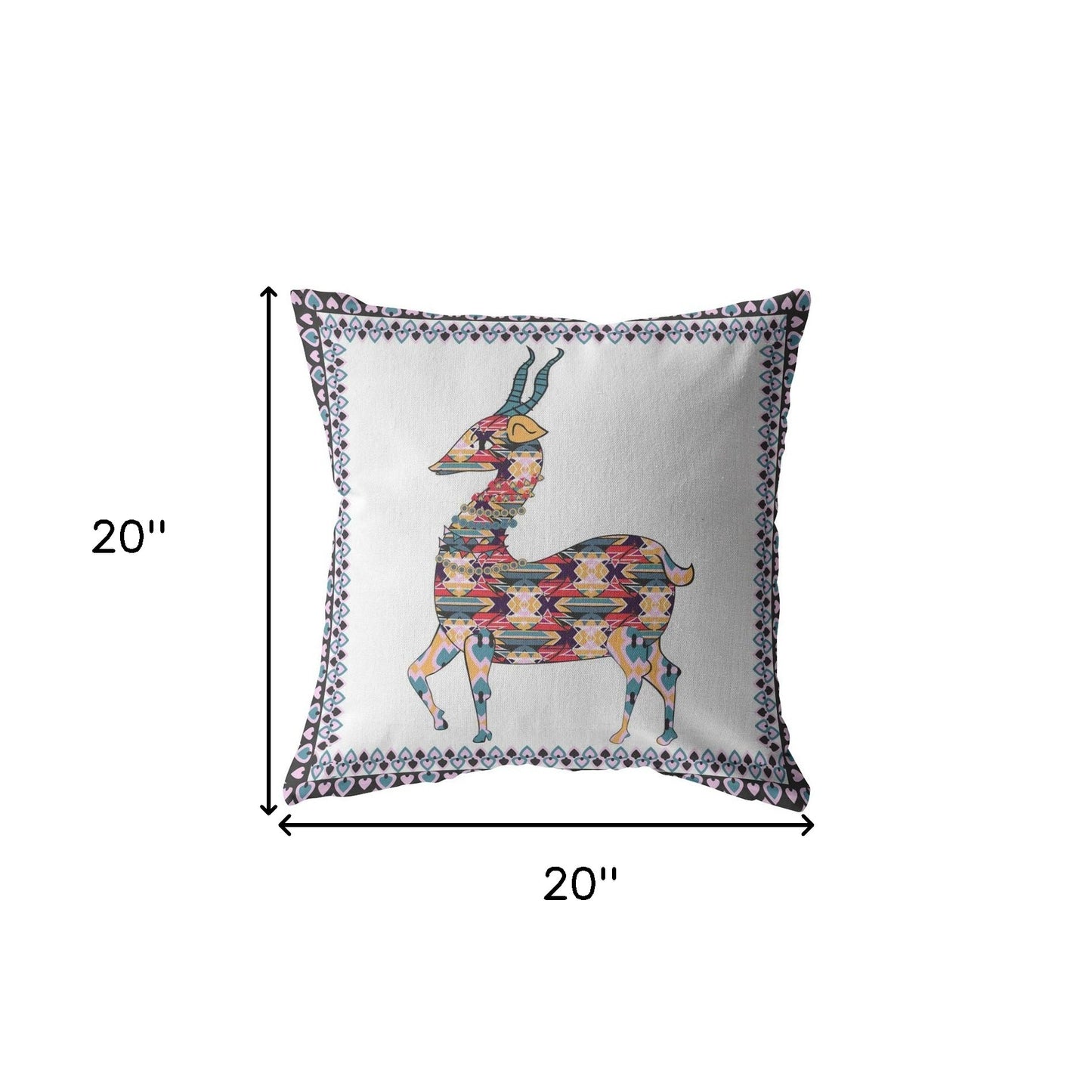 Blue White Boho Deer Suede Pillow