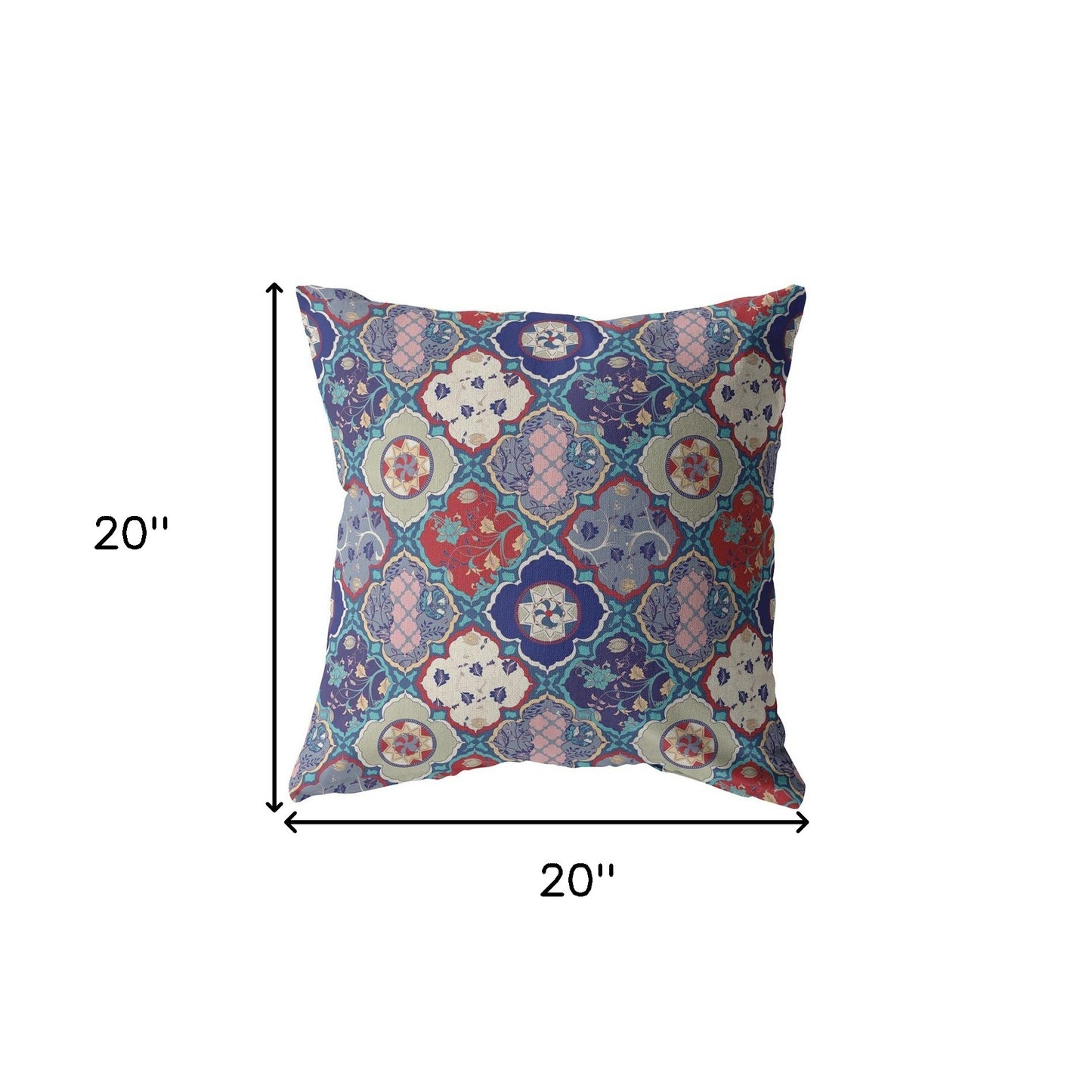 Turquoise Cream Trellis Suede Pillow