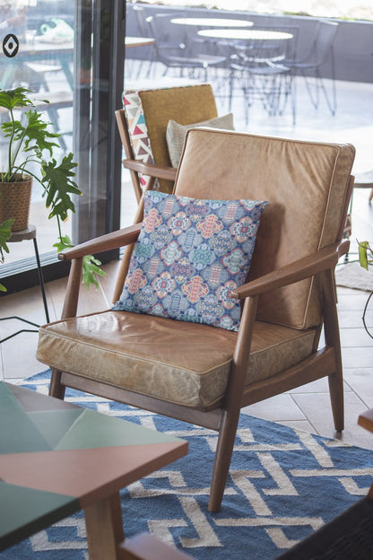 Turquoise Red Trellis Suede Pillow
